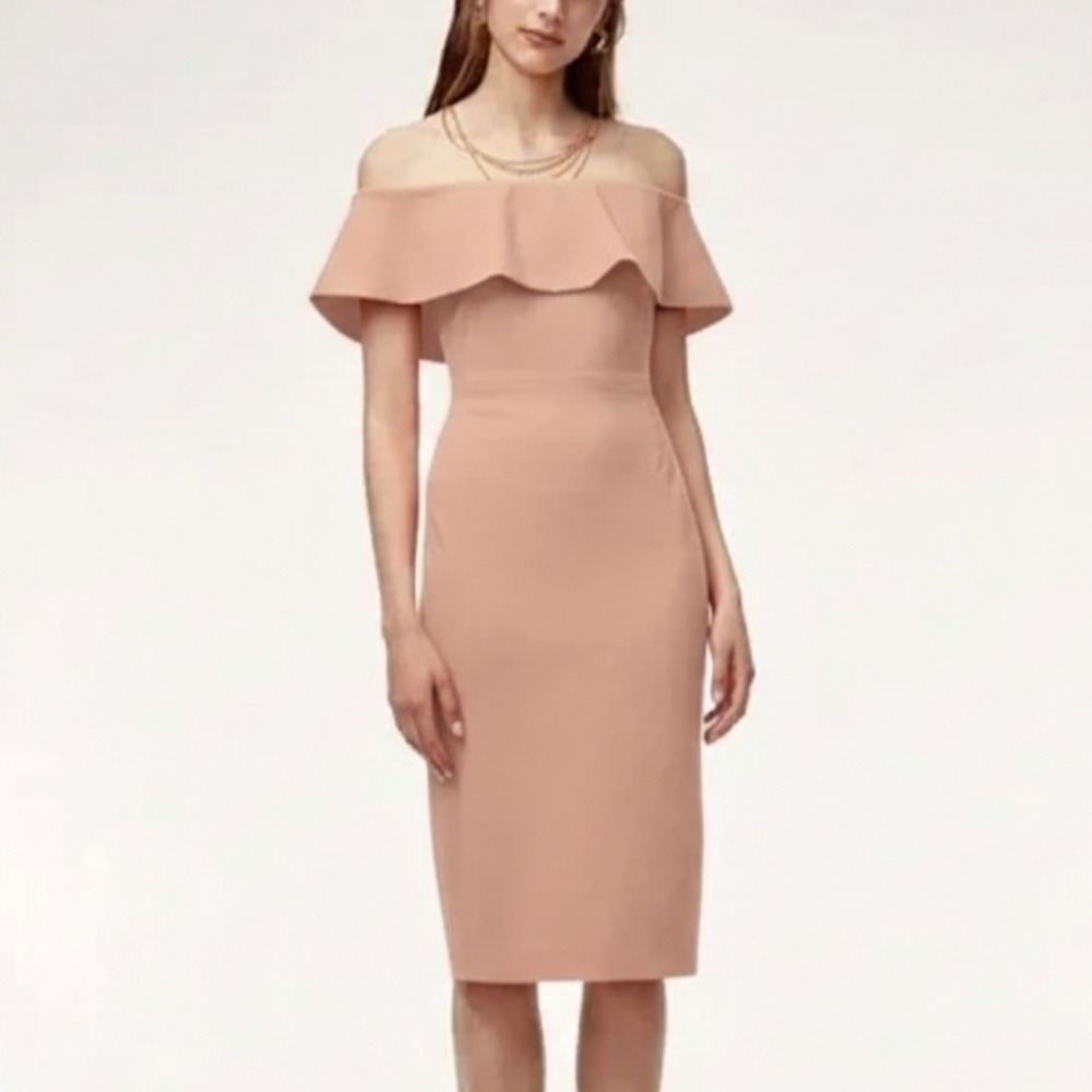 Sz S Lock & Key Off Shoulder Dusty Rose Pink Dress similar to Babaton Ruslan